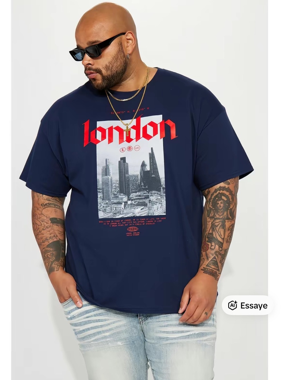 Men's Navy 'London' Graphic Tee